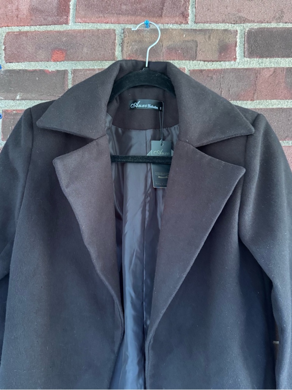 Auxo Collection Black Long Coat Women’s Size S Wool Blend Classic Overcoat - Picture 2 of 10